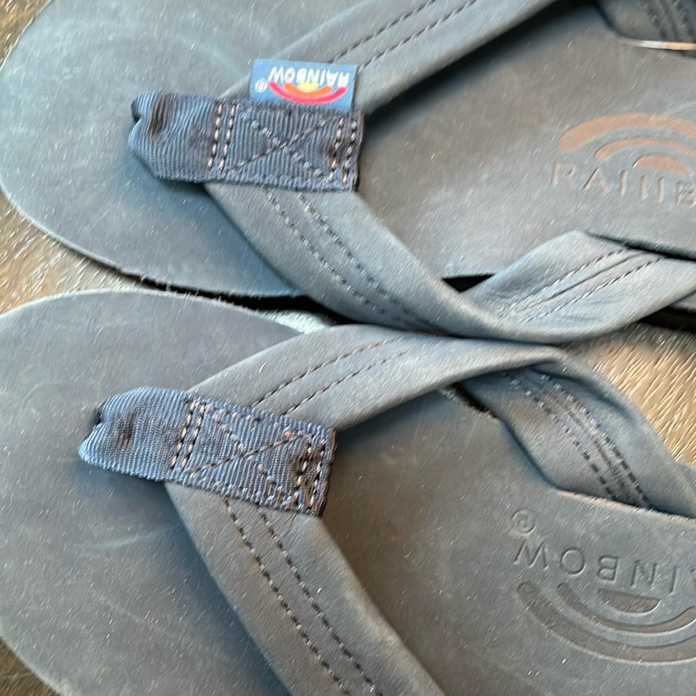 Rainbow sandals wide leather flip flops- color is Navy - Picture 7 of 10